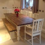 Rustic Farmhouse Shabby Chic Solid 10 Seater Dining Table Bench .