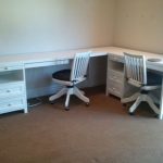 Corner 2 Person Desk with Drawers and Matching Rolling Chairs for .