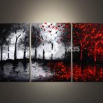Hand Painted Oil Wall Art Abstract Black White And Red Paintings 3 .