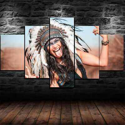 Native American Indian Woman Girl Framed Poster Canvas Wall Art .