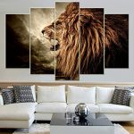 Amazon.com: IDECAL 5-Piece Roaring Lion Canvas Print Wall Art .
