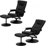 Amazon.com: Black Modern Leather Recliner with Ottoman Swiveling .