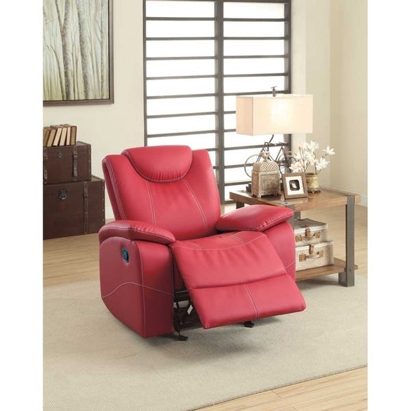 Shop Glider Recliner Chair With Adjustable Headrest, Red .