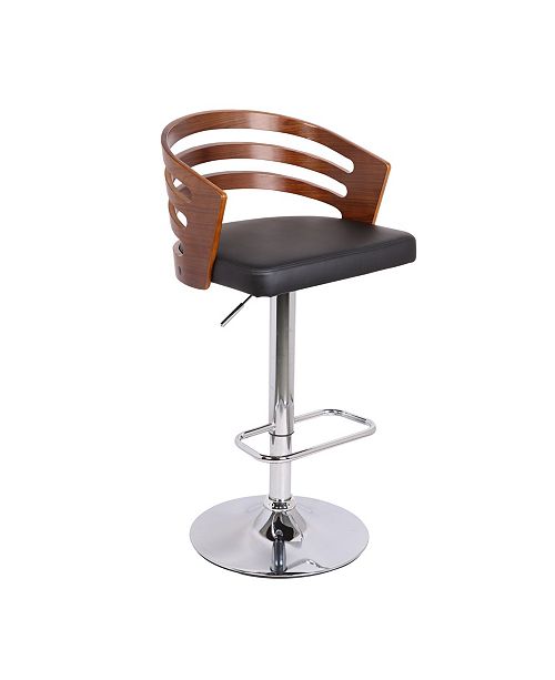 Ac Pacific Modern Wood Back Adjustable Swivel Bar Stool with .