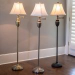Shop Antique Brass Swing-arm Floor Lamp with Faux Silk Shade - On .