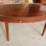 Antique Mahogany Oval Coffee Table w/ Glass Top – Mersman – WOW .