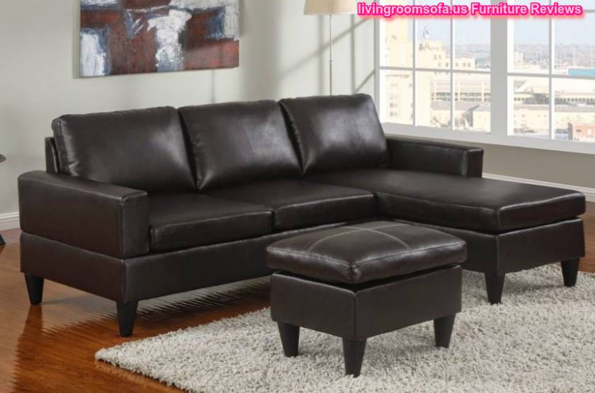 Black Leather Apartment Size Sectional So
