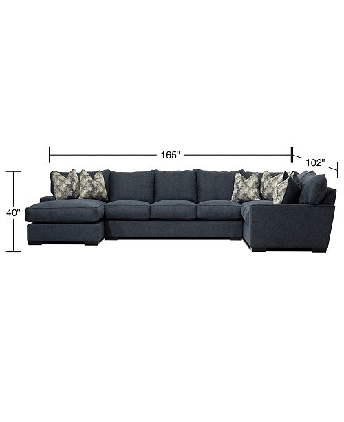 Furniture Tuni 102" 3-Pc. Fabric Chaise Sectional Sofa with 3 .