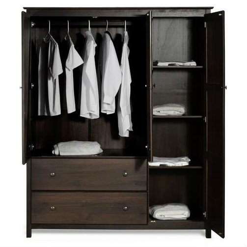 Espresso Wood Finish Bedroom Wardrobe Armoire Cabinet Closet .