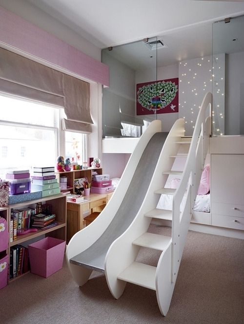 Getting down, Kids bedroom ideas #design. I love the slide and the .