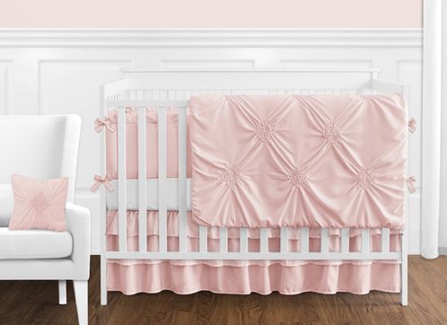 Solid Color Blush Pink Shabby Chic Harper Baby Girl Crib Bedding .