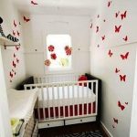 White baby nursery ideas for small spaces with butterfly wall .