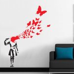 Free Shipping Large Size 100x130cm Banksy Butterfly Suicide Girl .