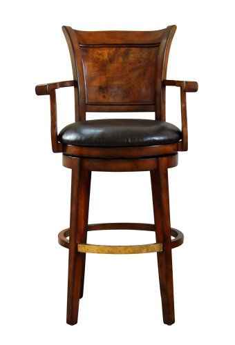 Swivel Bar Stool with Top Grain Leather Seat by Global .