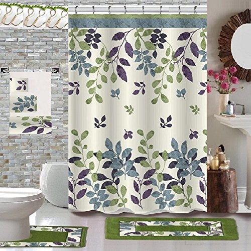 Green Bathroom Sets with Shower Curtain and Rugs and Accessories .