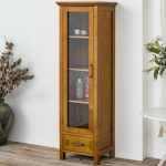 Bathroom Linen Tower Cabinet Tall Modern Wood Towel Stand Storage .