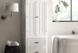 White Finish Linen Tower Bathroom Towel Storage Cabinet Tall .