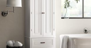 White Finish Linen Tower Bathroom Towel Storage Cabinet Tall .