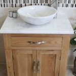 Solid Oak Bathroom Vanity Unit Basin Floor Cabinets Marble Bowl .