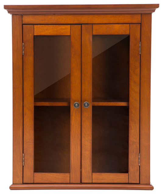 24.1"H Wooden Bathroom Wall Storage Cabinet With Double Doors .