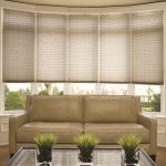 Pleated shades in various styles & sizes for large bay windows .