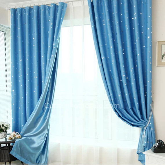 Best blackout curtains in Blue Color of Star Printed for Kids Bedro