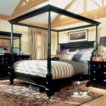 Magnussen Hastings King Size Four Poster Canopy Bed Set | Black .