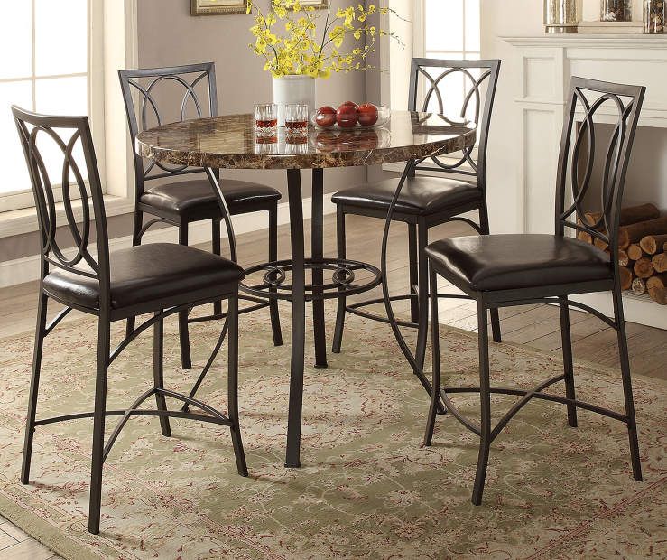 5-Piece Faux Marble Pub Set | Dining room sets, Dining room .