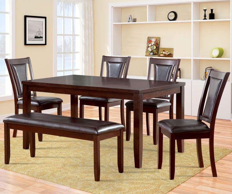 Harlow 6-Piece Padded Dining Set with Bench | Dining set with .