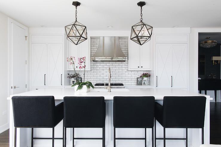 Black Upholstered Counter Stools at White Island - Contemporary .
