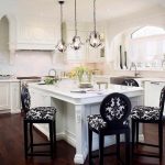 Black and White Damask Counter Stools - Transitional - Kitch