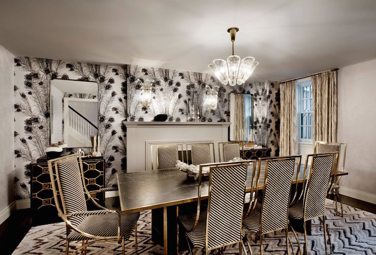 Black and White Dining Chairs - Hollywood Regency - Dining Room .