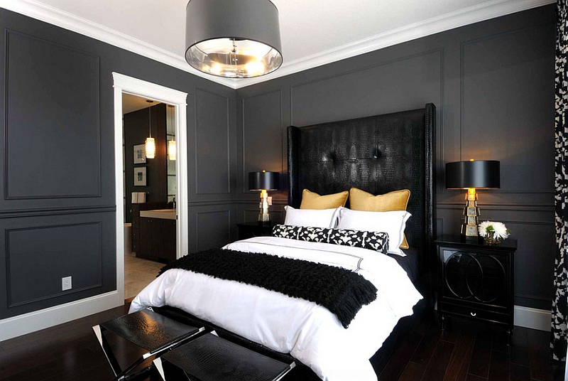 black and white room ideas with accent
color