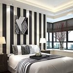 Modern Extra-thick Non-woven Black and White Striped Wallpaper .