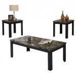 3 Piece Carly Pack Coffee End Table Set Faux Marble And Black .