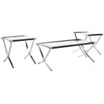 Kings Brand Furniture Chrome and Black Glass Top Coffee Table and .