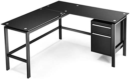 Amazon.com: Black L Shaped Computer Office Desk with .