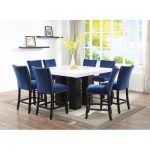Marble and Black 9 Piece Counter Height Dining Set - Camila | RC .