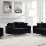 Meridian Naomi 2pc Velvet Living Room Set in Black - 1StopBedroom