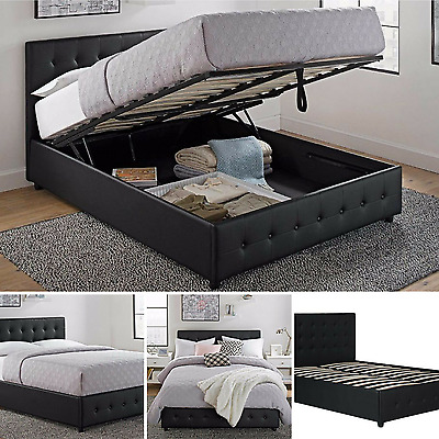Queen Size Bed Frame With Shoe Storage Tufted Headboard Leather .