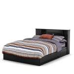 South Shore Vito 2-Drawer Pure Black Queen-Size Storage Bed 10040 .