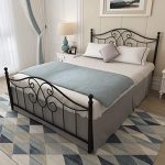 Amazon.com: Vintage Sturdy Queen Size Metal Bed Frame with .