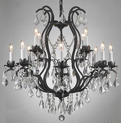 Wrought Iron Crystal Chandelier Lighting Chandeliers H30" x W28 .