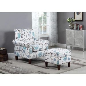 Blue Accent Chair With Ottoman 62970 300x300 