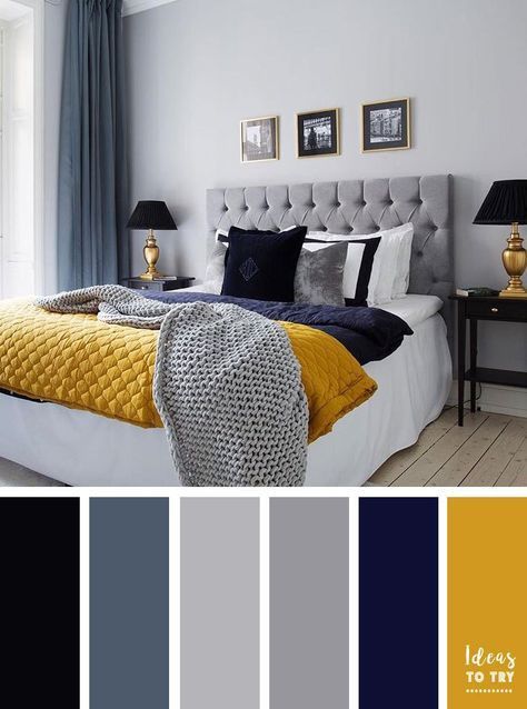 Grey,navy blue and mustard color inspiration,yellow and navy blue .