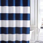 Tommy Hilfiger Cabana Stripe Shower Curtain White & Navy Blue .