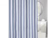 Lauren Stripe 71 in. Blue and White Fabric Shower Curtain 205100 .