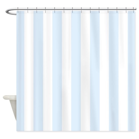 Light blue and white stripes Shower Curtain by Inspirationz Store .
