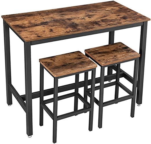 Amazon.com: VASAGLE ALINRU Bar Table Set, Bar Table with 2 Bar .
