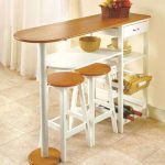 Breakfast Bar w/2 Stools Set Table Nook Dining Wood Space Saver .